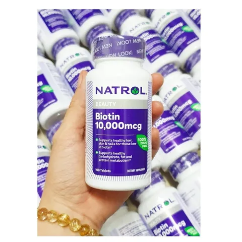 Viên Uống Hỗ Trợ Mọc Tóc Và Chống Rụng Tóc Natrol Biotin 10,000mcg Hộp 100 Viên