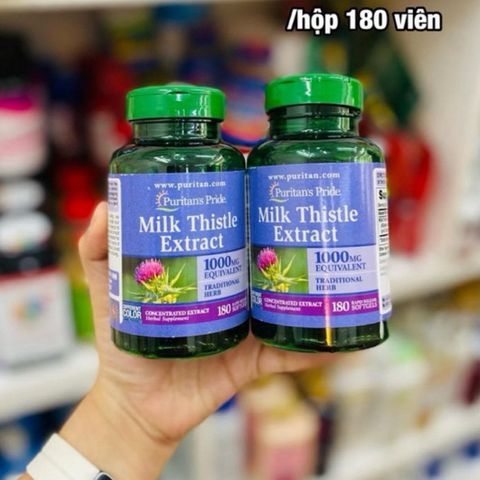 Viên uống bổ gan Milk Thistle 1000mg Puritan’s Pride - Giải độc gan, hỗ trợ chức năng gan - 180 viên