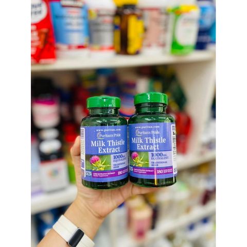 Viên uống bổ gan Milk Thistle 1000mg Puritan’s Pride - Giải độc gan, hỗ trợ chức năng gan - 180 viên