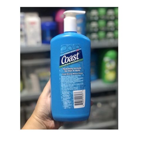 Sữa tắm gội Coast Mỹ 2in1 Hair And Body 946ml chai vòi dành cho Nam và Nữ