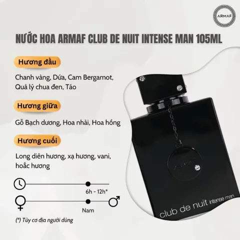 Nước Hoa Nữ Armaf Club De Nuit 105ml - Hương Hoa Cỏ Ngọt Ngào, Thanh Lịch, Lưu Hương Lâu 12 Giờ, Quà Tặng Phụ Nữ Tự Tin