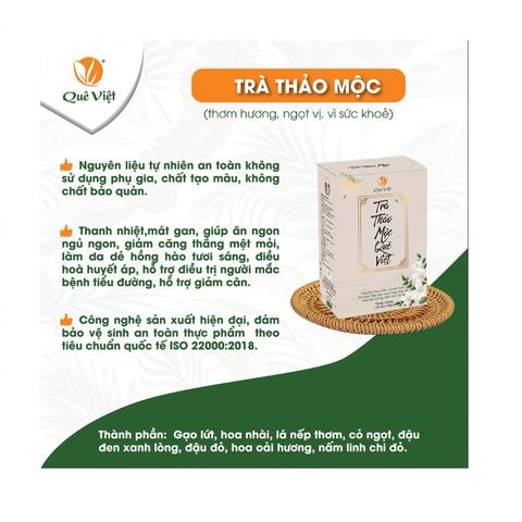 Trà Thảo Mộc Quê Việt Hỗ Trợ Mát Gan, Ngủ Ngon, Giảm Căng Thẳng - Hữu Cơ 600g (20 Gói 30g)