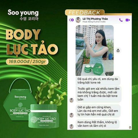 Body Lục Tảo Soo Young NHẬT BẢN Trắng Mịn Mềm Mướt Da [ CHÍNH HÃNG 100% ]