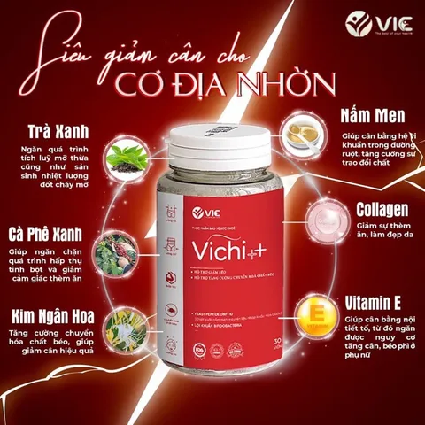 VICHI++ tặng kèm khoá cân viên uống giảm cân cấp tốc nhanh an toàn chính hãng hộp 30 viên