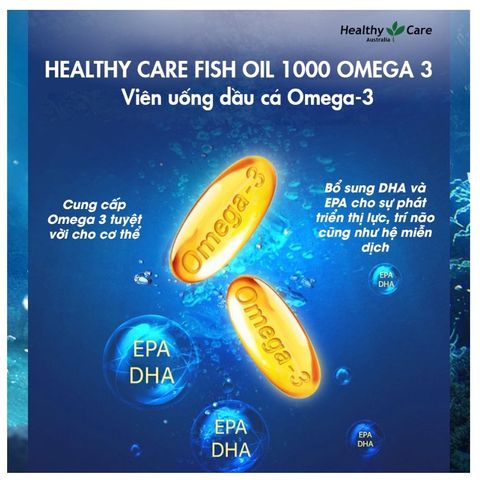 Dầu Cá Tự Nhiên Fish Oil 1000 mg Omega 3 Healthy Care Úc - Hỗ Trợ Tim Mạch & Phát Triển Trí Não, Hộp 400 Viên