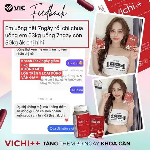 VICHI++ tặng kèm khoá cân viên uống giảm cân cấp tốc nhanh an toàn chính hãng hộp 30 viên