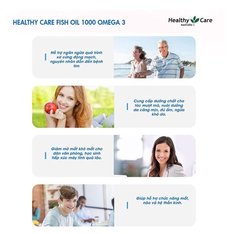 Dầu Cá Tự Nhiên Fish Oil 1000 mg Omega 3 Healthy Care Úc - Hỗ Trợ Tim Mạch & Phát Triển Trí Não, Hộp 400 Viên