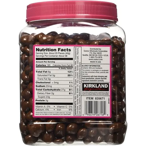 SOCOLA SỮA BỌC HẠNH NHÂN / NHO KHÔ RAISINS KIRKLAND MỸ