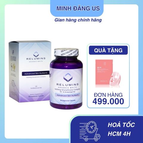 Viên Uống Siêu Trắng Da Relumins Advance White 1650mg Của Mỹ 90 Viên