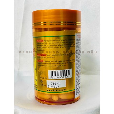 Sữa Ong Chúa Costar Royal Jelly 1450mg - Viên Uống Làm Đẹp Da, Hỗ Trợ Sức Khỏe, 365 Viên của Úc