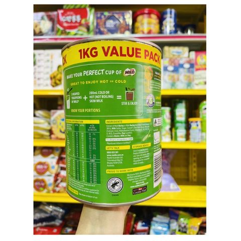 Sữa MILO Úc 1KG - Dinh Dưỡng Bổ Sung Năng Lượng, Tăng Chiều Cao và Sức Khỏe Cho Trẻ Em và Người Lớn, Hương Vị Ngon Tuyệt Hảo