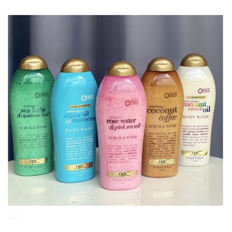 Sữa Tắm Tẩy Tế Bào Chết OGX Shea Soft & Smooth 577ml - Dưỡng Ẩm Da Mềm Mại, Hương Cà Phê & Dầu Dừa, Made in USA