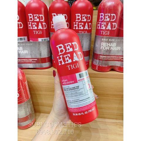Bộ Dầu Gội Xả Bed Head Tigi Đỏ 750ml - Phục Hồi Tóc Hư Tổn Cấp Độ 3, Dưỡng Ẩm và Bảo Vệ Tóc Khỏe Mạnh