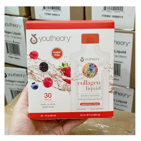 Nước Collagen Vị Dâu Berry Youtheory - Bổ Sung Làm Đẹp Da, Tóc & Móng, 30ml x30 Gói Hương Vị Tự Nhiên