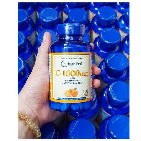 Viên uống Vitamin C 1000 mg Puritan’s Pride - Hỗ trợ miễn dịch, làm đẹp da, chống oxy hóa - Chai 100 viên Mỹ