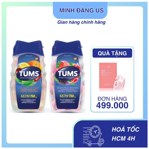 date 1/28 - Kẹo ngậm hương trái cây hỗ trợ tiêu hoá Tums chai 200 viên từ Mỹ