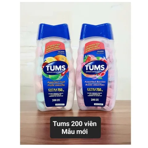 date 1/28 - Kẹo ngậm hương trái cây hỗ trợ tiêu hoá Tums chai 200 viên từ Mỹ
