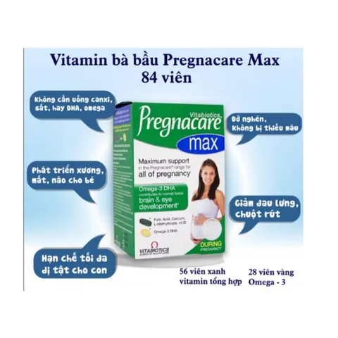 Vitamin Bà Bầu Pregnacare Max 84 Viên - Bổ Sung Axit Folic, DHA và Vitamin cho Mẹ và Bé, Hỗ Trợ Phát Triển Toàn Diện