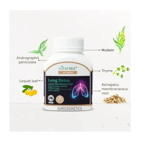 Viên Uống Thải Độc Phổi Lung Detox Vitatree 60 Viên - Hỗ Trợ Hô Hấp và Tăng Cường Miễn Dịch Từ Úc