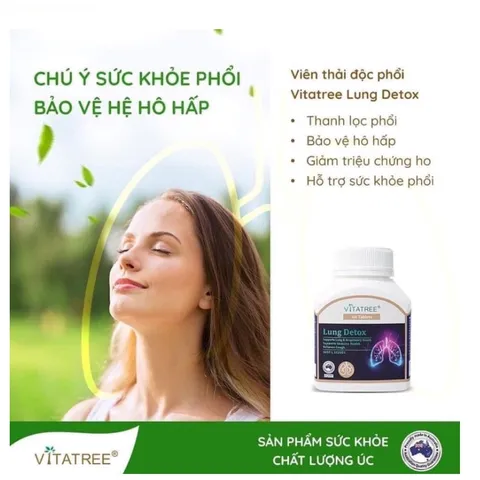 Viên Uống Thải Độc Phổi Lung Detox Vitatree 60 Viên - Hỗ Trợ Hô Hấp và Tăng Cường Miễn Dịch Từ Úc