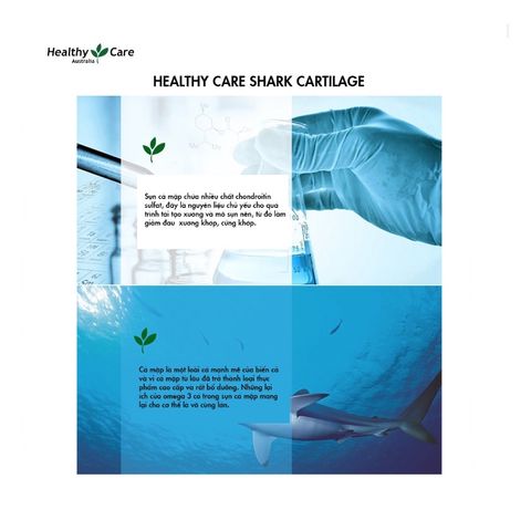 Viên Uống Sụn Vi Cá Mập Healthy Care 750mg - Hỗ Trợ Bổ Xương Khớp, Thị Lực và Tim Mạch, 200 Viên Điều Trị Khớp Hiệu Quả