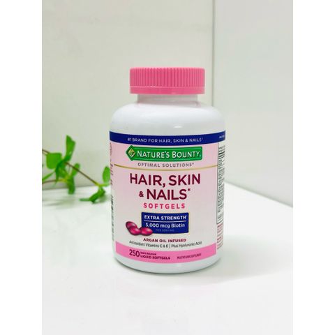 Viên Uống Đẹp Da Tóc và Móng Nature's Bounty 250 Viên - Cải Thiện Da Mịn Màng, Tóc Dày và Khỏe, Hỗ Trợ Móng Chắc Khỏe