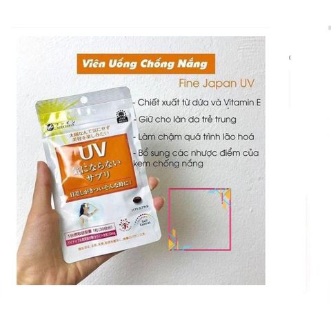 Viên Uống Chống Nắng UV FINE Nhật Bản 30 Viên - Bảo Vệ Da, Ngăn Ngừa Tác Hại Tia UV, Dưỡng Ẩm, Làm Trắng Da, Hỗ Trợ Làm Đẹp