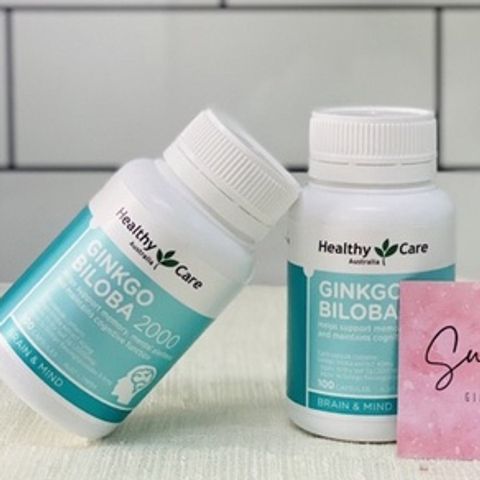 Viên Bổ Não Ginkgo Biloba 2000mg Healthy Care Úc - Hỗ Trợ Tăng Cường Trí Nhớ, Giảm Đau Đầu, Hộp 100 Viên