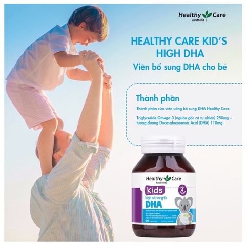 Viên Uống Bổ Sung DHA Healthy Care Cho Bé Từ 4 Tháng Tuổi - Vị Chanh Dễ Uống, Tăng Cường IQ Và Thị Lực - Sản Phẩm CHUẨN ÚC