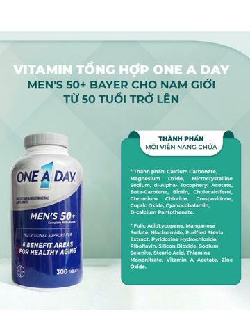 Viên Uống Vitamin Tổng Hợp One A Day Men's 50+ Multivitamin 300 Viên - Hỗ Trợ Sức Khỏe Nam Giới Trên 50 Tuổi