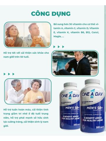Viên Uống Vitamin Tổng Hợp One A Day Men's 50+ Multivitamin 300 Viên - Hỗ Trợ Sức Khỏe Nam Giới Trên 50 Tuổi