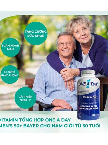 Viên Uống Vitamin Tổng Hợp One A Day Men's 50+ Multivitamin 300 Viên - Hỗ Trợ Sức Khỏe Nam Giới Trên 50 Tuổi