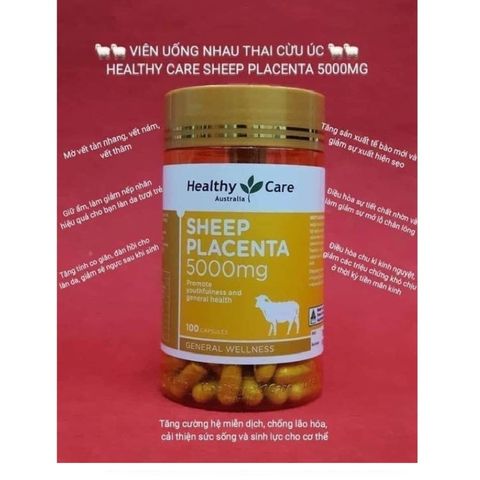 Viên Uống Nhau Thai Cừu Healthy Care 5000mg - Giúp Làm Sáng Da, Mờ Nám, Chống Lão Hóa - 100 Viên Hỗ Trợ Làm Đẹp Da