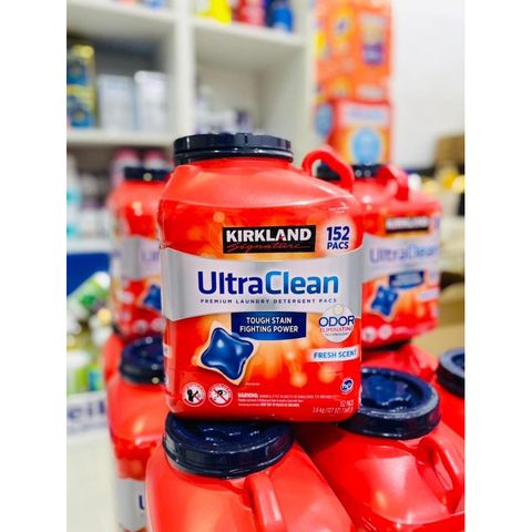Viên Giặt Kirkland Ultra Clean - Thùng 152 Viên, Giặt Sạch Quần Áo, Giữ Màu Trắng, Hương Thơm Dịu Nhẹ, Thương Hiệu Mỹ