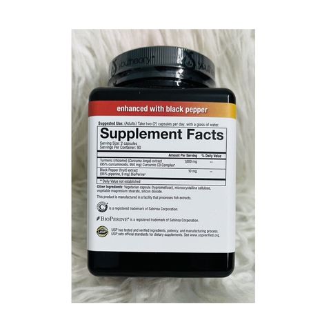 Viên uống tinh chất nghệ Youtheory Turmeric 1000mg 180 viên của Mỹ