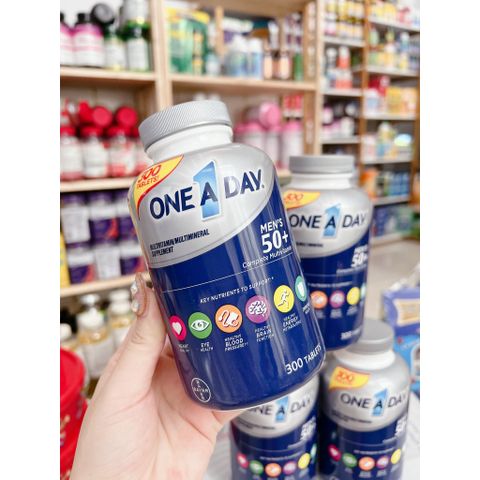 Viên Uống One A Day Men's 50+ Multivitamin 300 Viên - Vitamin Tổng Hợp Dành Cho Nam Giới, Tăng Cường Sức Khỏe và Đề Kháng