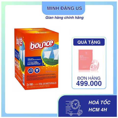Giấy Thơm Quần Áo Bounce Mỹ - 160 Tờ/320 Tờ giúp quần áo luôn thơm tho, tiện dụng cho vali và tủ quần áo, sản phẩm gia dụng đa năng.