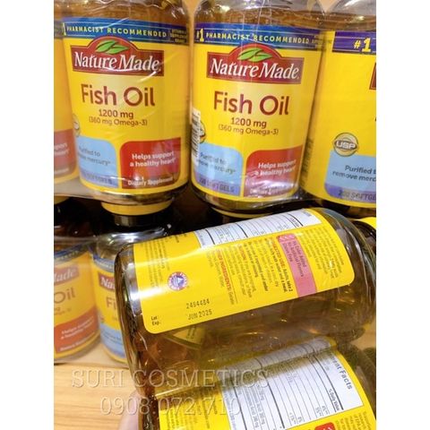 Dầu Cá Omega 3 Fish Oil Nature Made 1200mg 200 Viên Bổ Mắt