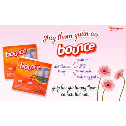 Giấy Thơm Quần Áo Bounce Mỹ - 160 Tờ/320 Tờ giúp quần áo luôn thơm tho, tiện dụng cho vali và tủ quần áo, sản phẩm gia dụng đa năng.
