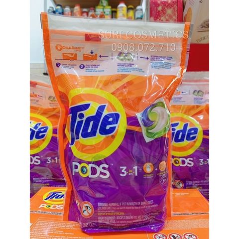Viên Giặt Tide Pods 3in1 Mỹ - Giặt Tẩy Đánh Bật Vết Bẩn, Làm Trắng Vượt Trội, Thơm Lâu, Dễ Sử Dụng Cho Máy Giặt