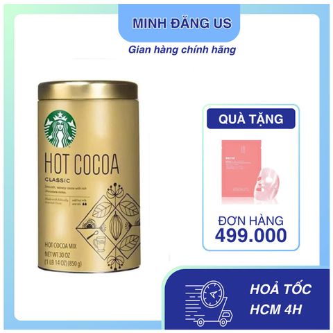 Bột cacao của Starbucks chính hãng Mỹ, Hot Cocoa Classic 850g