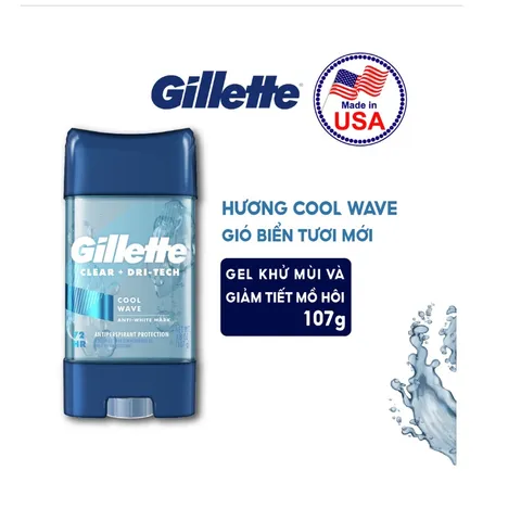 Lăn Khử Mùi Nam Gillette Cool Wave 107g - Gel Khử Mùi Tươi Mát, Chống Mồ Hôi Hiệu Quả, Giữ Thoáng Khô 48 Giờ