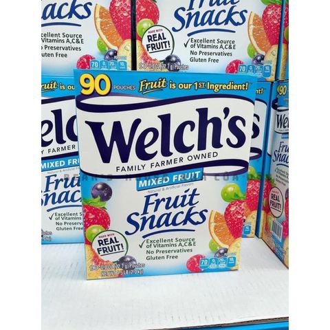 Kẹo Dẻo Trái Cây Welch's Mỹ - Snack Sinh Tố Tự Nhiên 90 Gói Nhỏ, Giàu Vitamin C, Không Chất Béo, Nguyên Liệu Từ Trái Cây Tươi