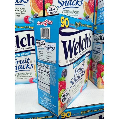 Kẹo Dẻo Trái Cây Welch's Mỹ - Snack Sinh Tố Tự Nhiên 90 Gói Nhỏ, Giàu Vitamin C, Không Chất Béo, Nguyên Liệu Từ Trái Cây Tươi
