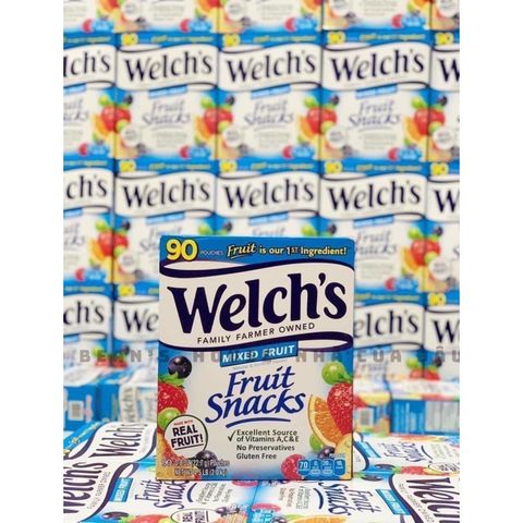 Kẹo Dẻo Trái Cây Welch's Mỹ - Snack Sinh Tố Tự Nhiên 90 Gói Nhỏ, Giàu Vitamin C, Không Chất Béo, Nguyên Liệu Từ Trái Cây Tươi