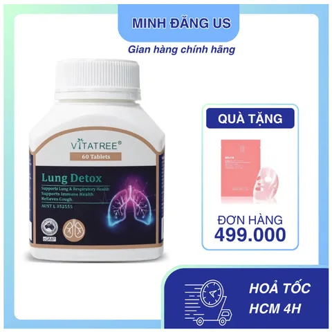 Viên Uống Thải Độc Phổi Lung Detox Vitatree - Hỗ Trợ Bổ Phổi Khỏe Mạnh 60 Viên Hàng Úc