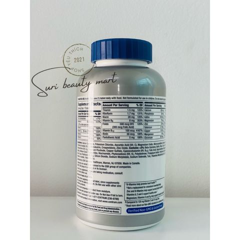 Viên Uống Tổng Hợp VITAMIN Centrum SILVER Cho Nam  TRÊN 50 tuổi 275 Viên