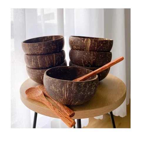 Bộ Bát gáo dừa + muỗng gỗ ăn Granola loại lớn