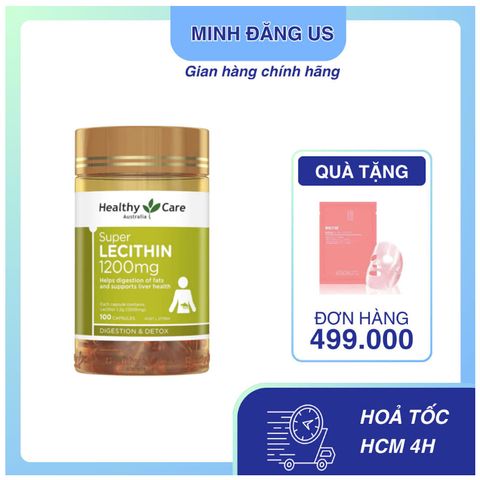 Mầm đậu nành Healthy Care Super Lecithin 1200mg - Hỗ trợ cân bằng nội tiết, cải thiện sức khỏe phụ nữ, made in Australia