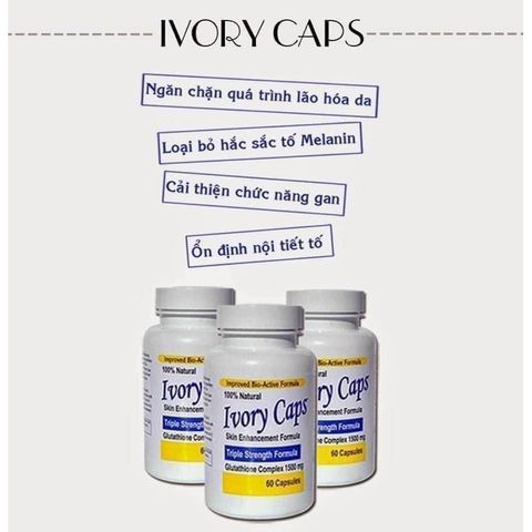 Viên uống trắng da Ivory Caps Glutathione Complex 1500mg chai 60 viên từ Mỹ